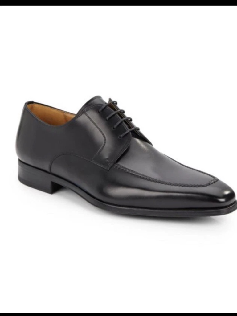 Men's Black Leather Lace-Up Dress Shoes